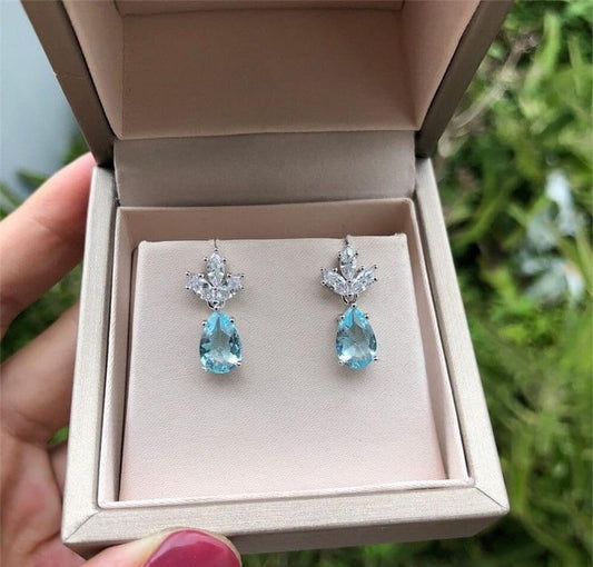 Aqua Pear Drop Earrings